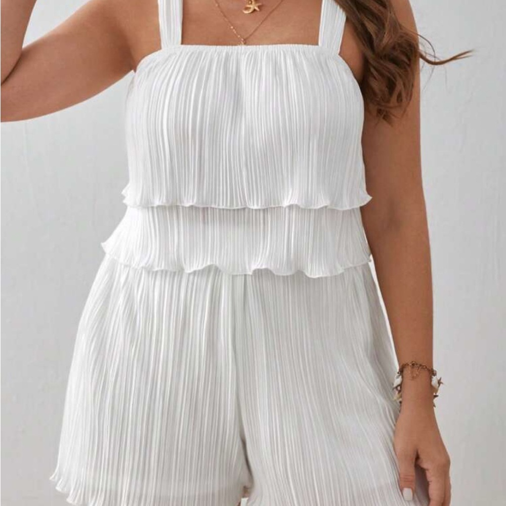 SHEIN White Pleated Mini Dress
